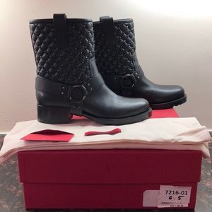 Valentino Black Rockstud Spike Biker Boots EU 36.5